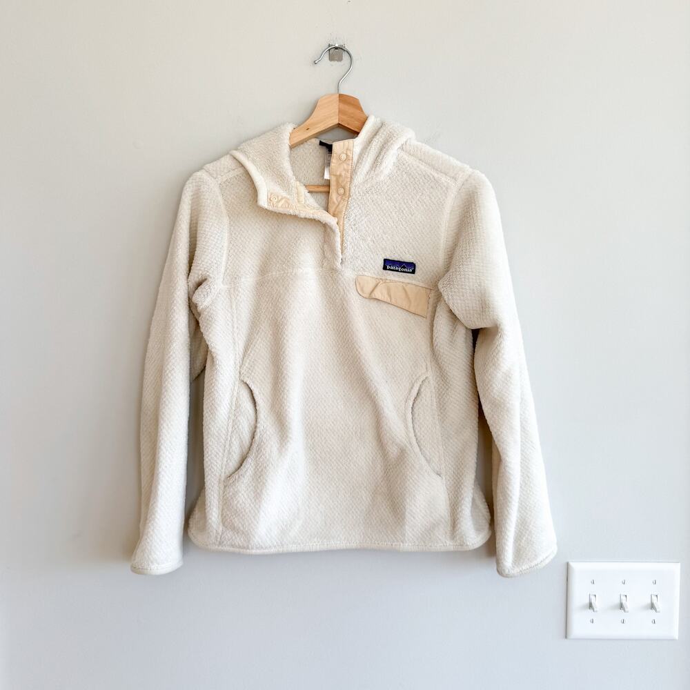 Patagonia Raw Linen Pocket Snap T-Fleece Pullover Sweater Cream S
